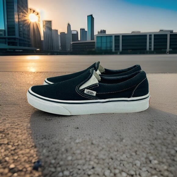 Vans Shoes Womens Size 7.5 Black Off The Wall Comfort Slip On Sneakers Skate - Picture 2 of 11